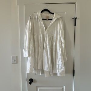 H&M poplin dress white